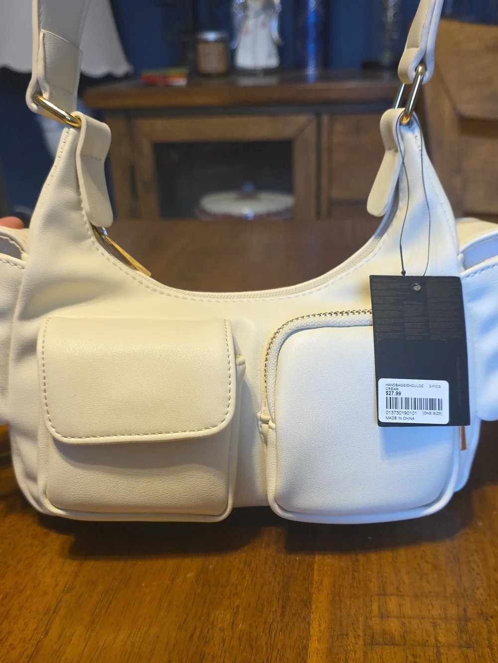 Forever 21 NWT Cream Multi-Pocket Shoulder Bag